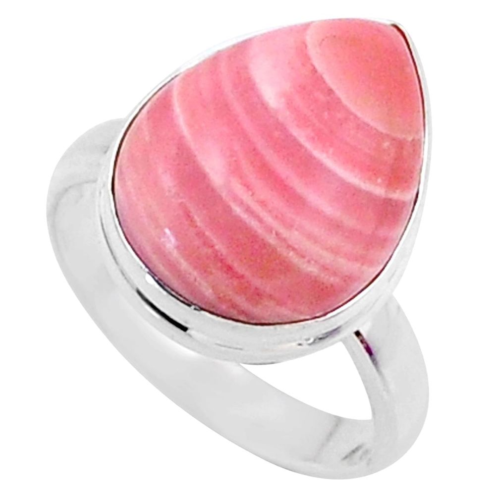 925 sterling silver 9.37cts natural pink opal pear solitaire ring size 7 r66170