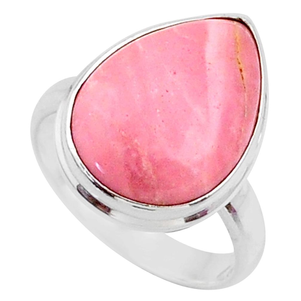 925 sterling silver 12.18cts natural pink opal pear solitaire ring size 8 r66194