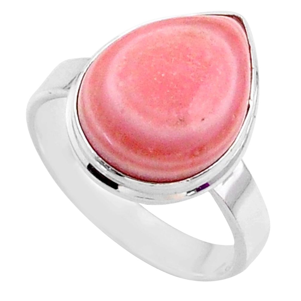 925 sterling silver 9.98cts natural pink opal pear solitaire ring size 9 r66177