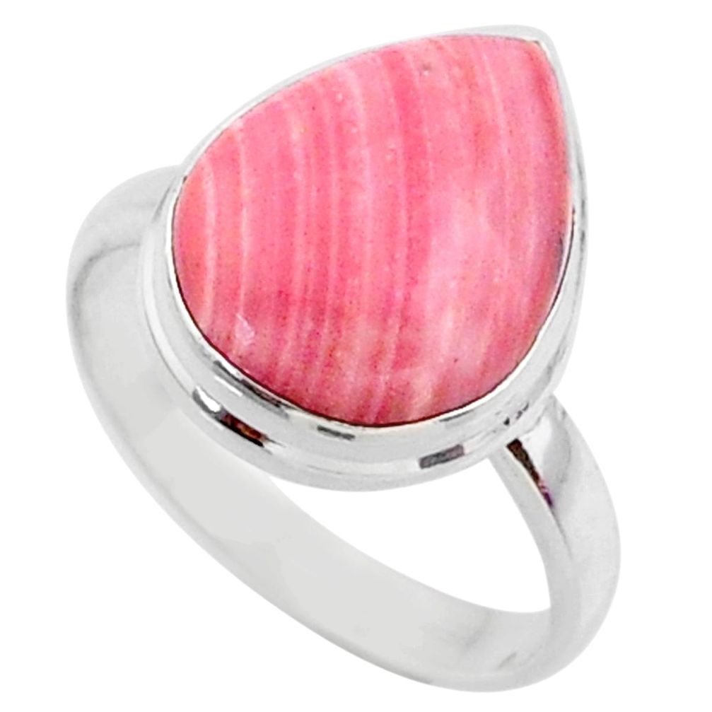 925 sterling silver 9.86cts natural pink opal pear solitaire ring size 9 r66180