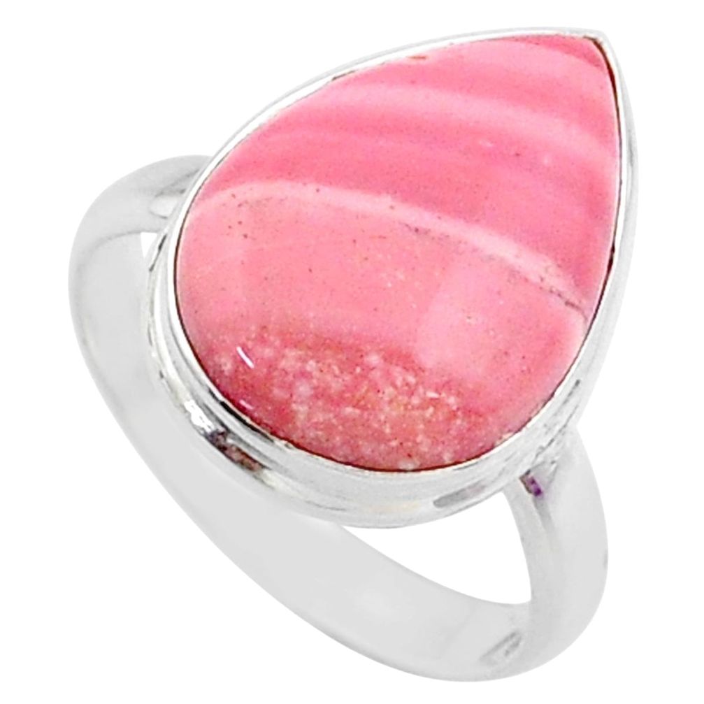 925 sterling silver 12.22cts natural pink opal pear solitaire ring size 9 r66198