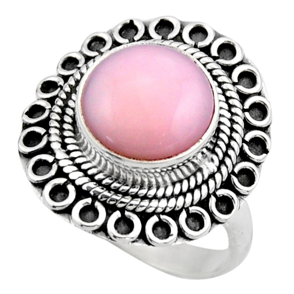 925 sterling silver 5.58cts natural pink opal solitaire ring size 7 r53135