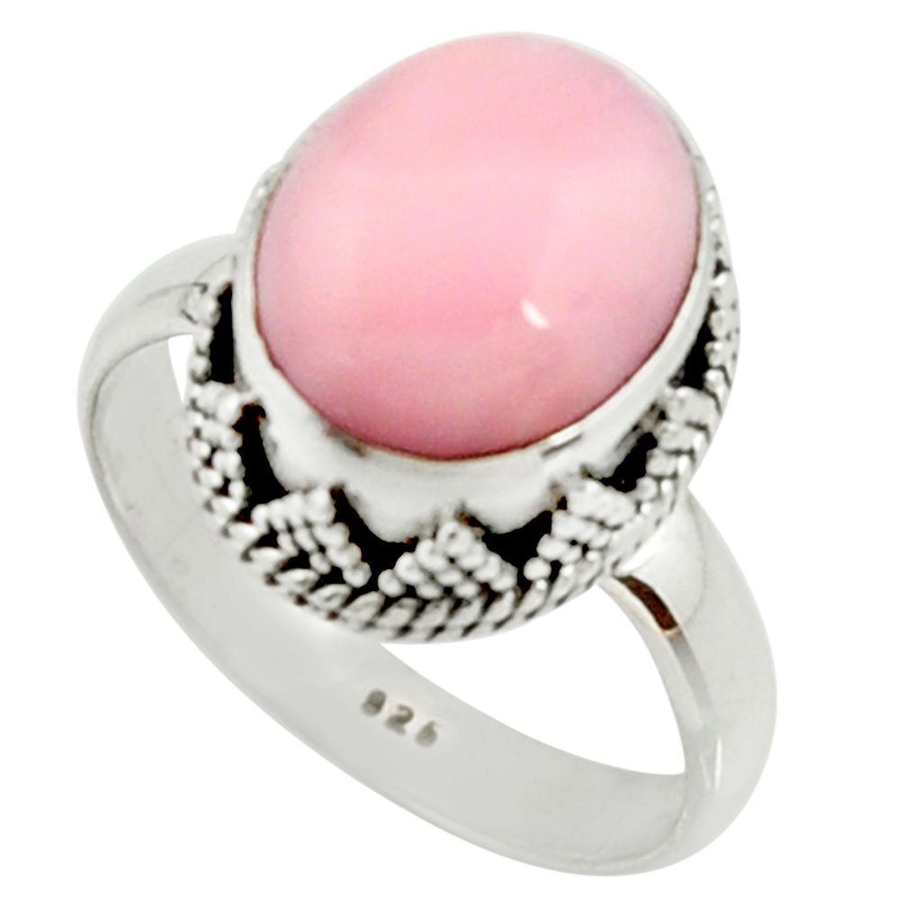 925 sterling silver 5.28cts natural pink opal solitaire ring size 8 r22014