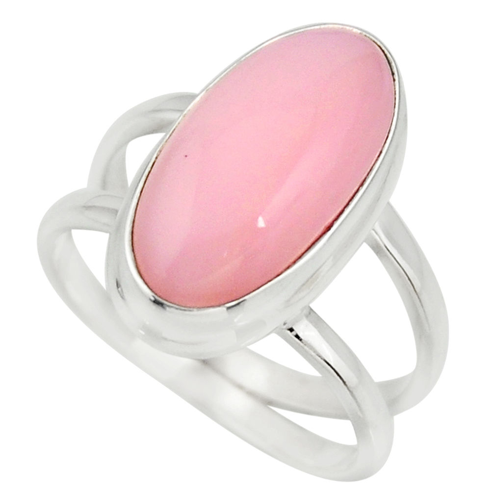 925 sterling silver 5.97cts natural pink opal solitaire ring size 8 r27258