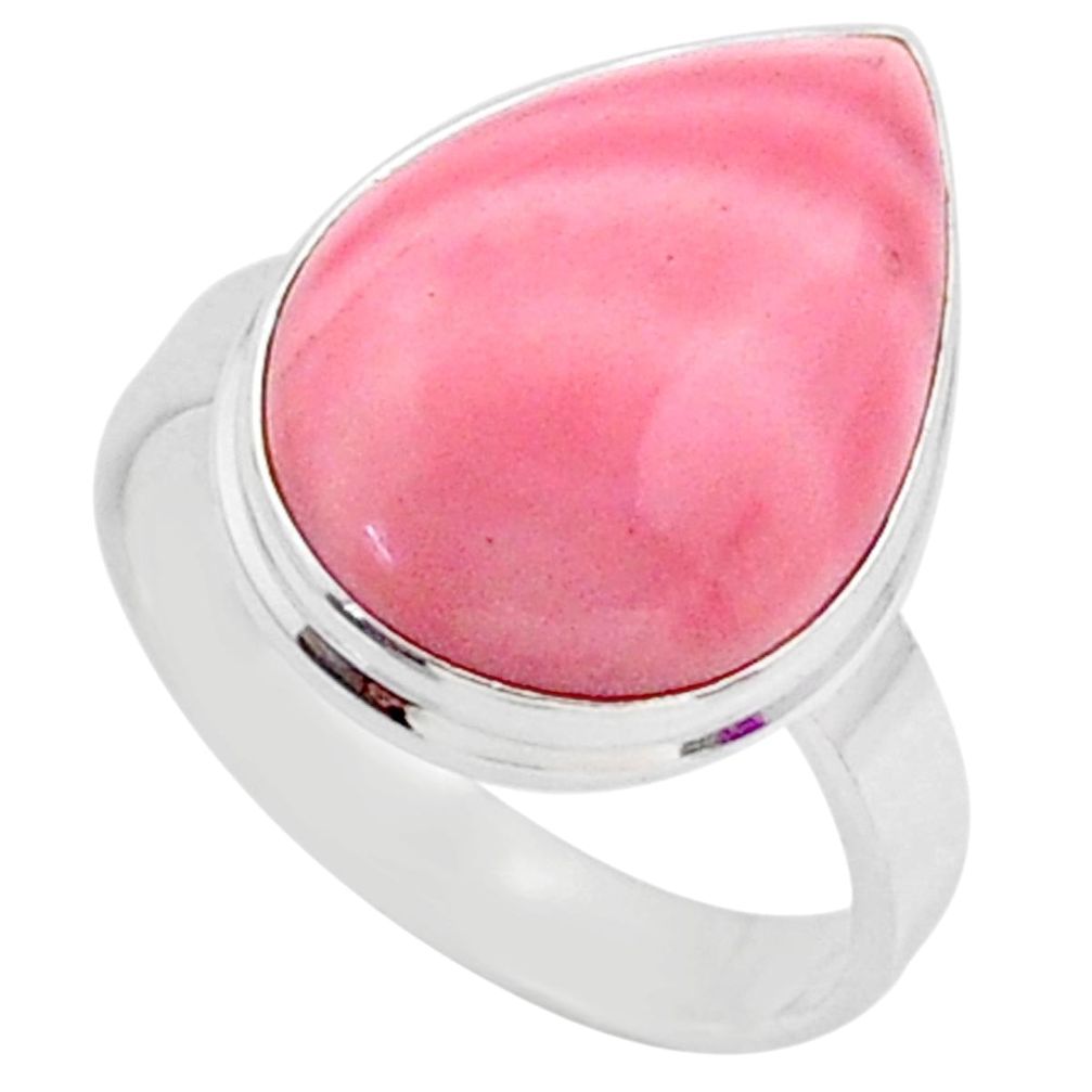 925 sterling silver 12.12cts natural pink opal solitaire ring size 8 r66174