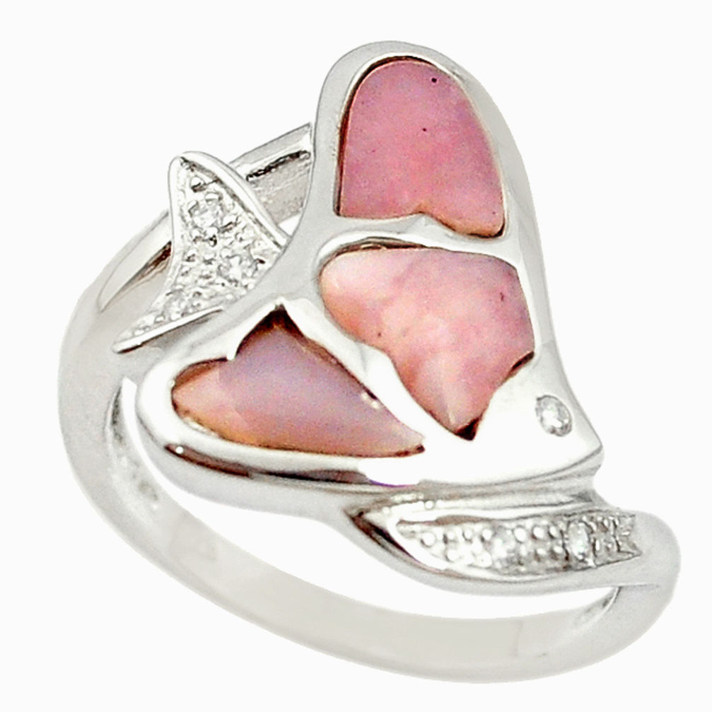 LAB LAB 925 sterling silver natural pink opal topaz ring jewelry size 7.5 a68255 c15115