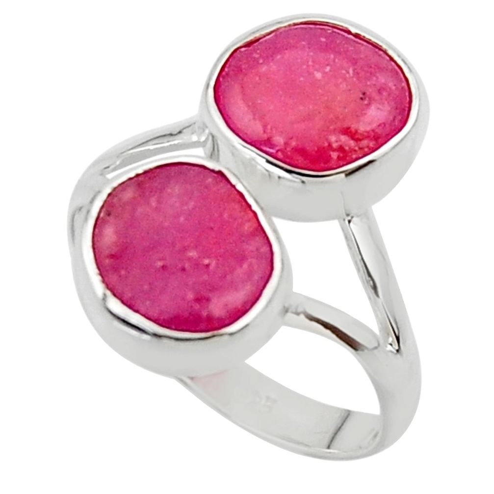 925 sterling silver 10.78cts natural pink ruby rough fancy ring size 8.5 r49153