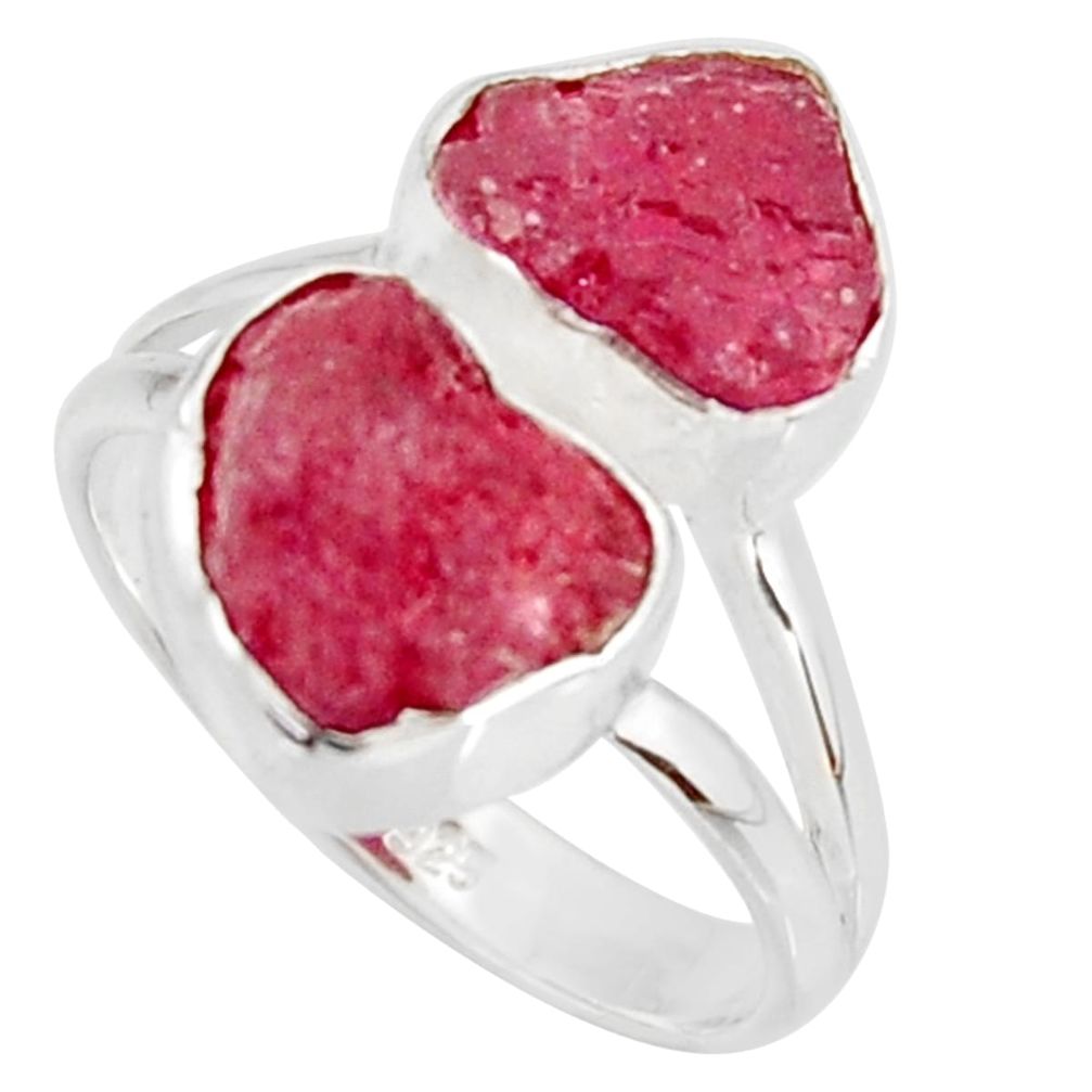 925 sterling silver 11.66cts natural pink ruby rough ring jewelry size 8 r38312