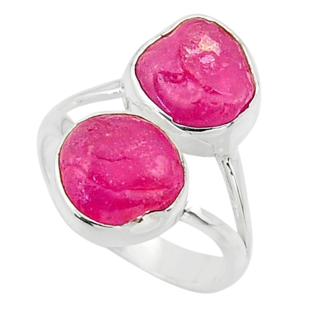 925 sterling silver 11.66cts natural pink ruby rough ring jewelry size 8 r49135