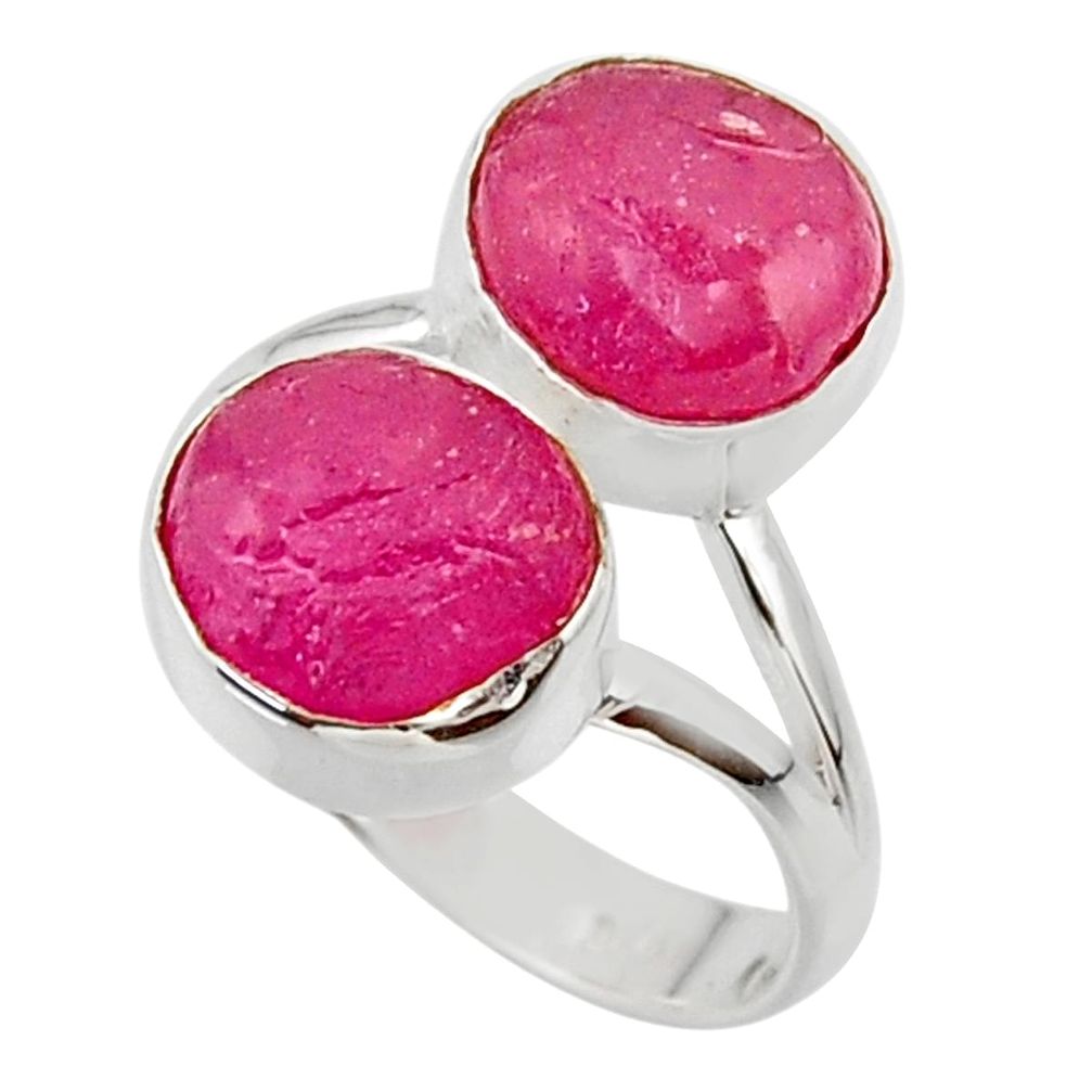 925 sterling silver 12.36cts natural pink ruby rough ring jewelry size 8 r49157