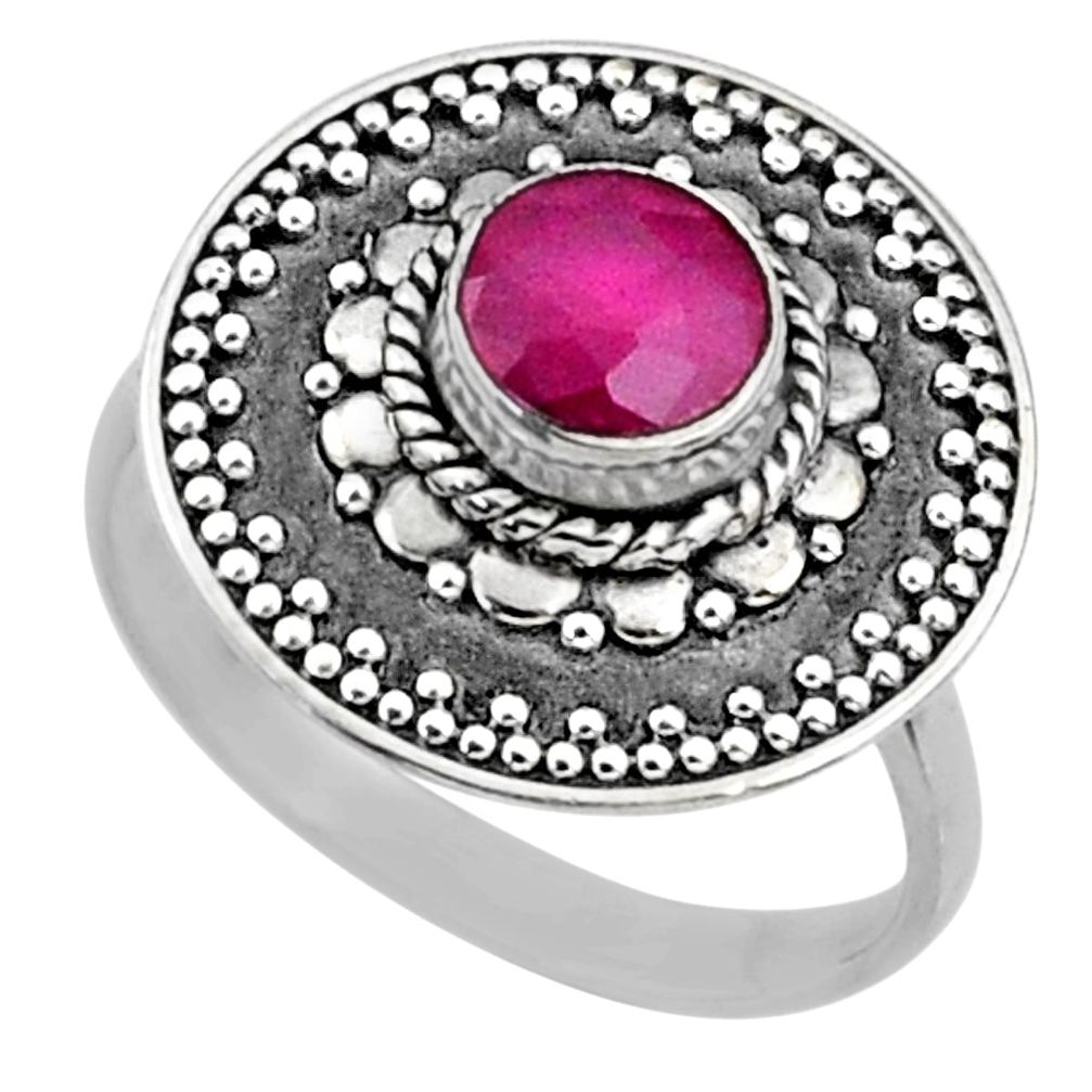 925 sterling silver 1.12cts natural pink ruby solitaire ring size 7.5 r65159