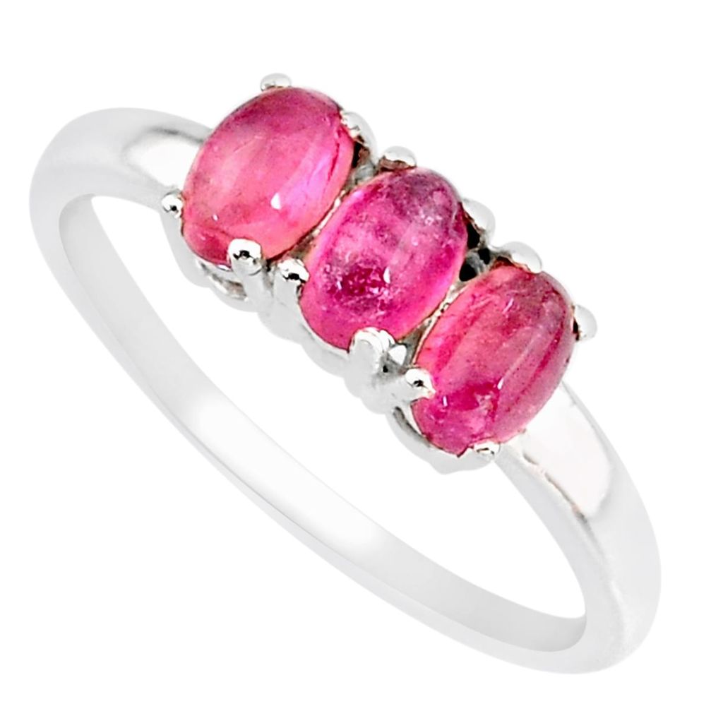 925 sterling silver 2.88cts natural pink tourmaline ring jewelry size 7.5 r82728