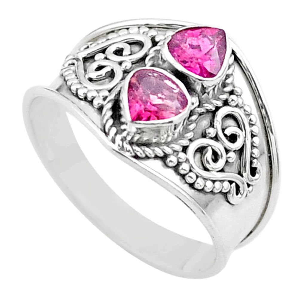 925 sterling silver 1.84cts natural pink tourmaline ring jewelry size 8 t44871