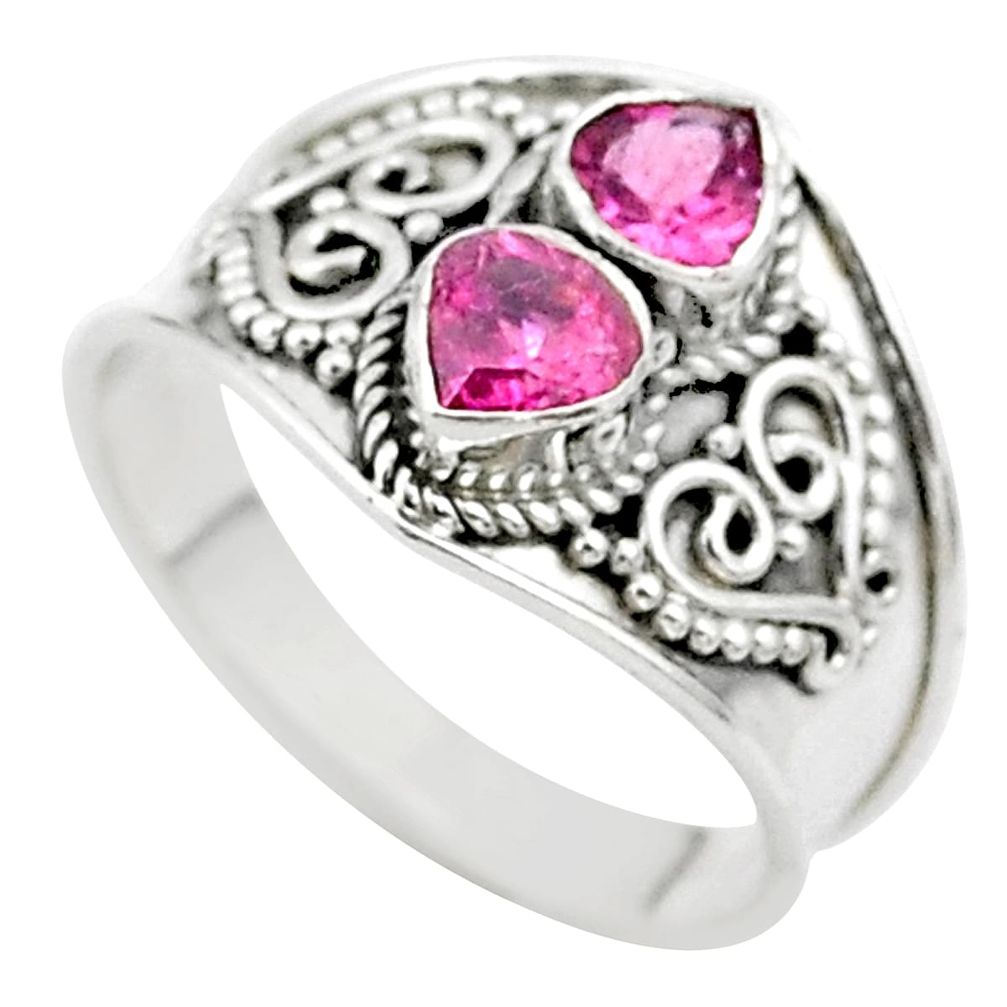 925 sterling silver 1.74cts natural pink tourmaline ring jewelry size 8 t44896