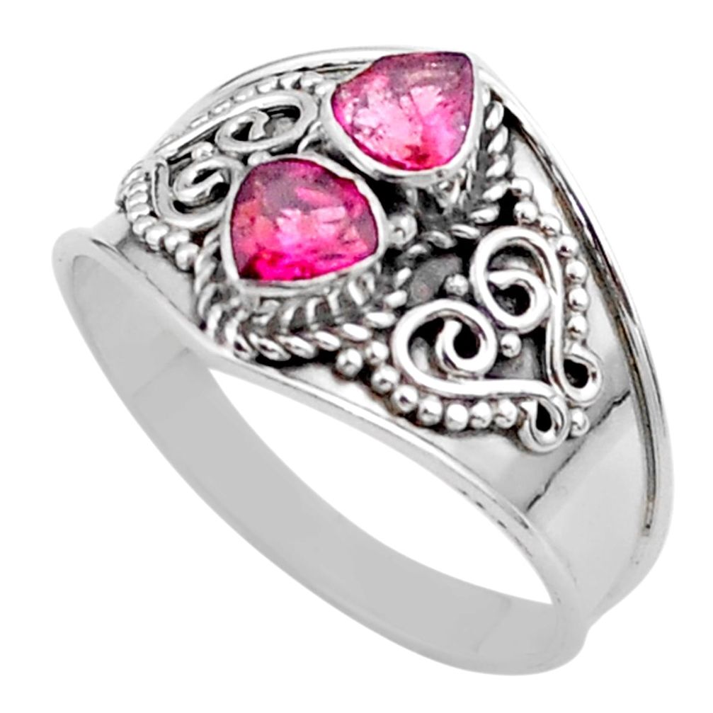 925 sterling silver 1.70cts natural pink tourmaline ring jewelry size 9 t44874