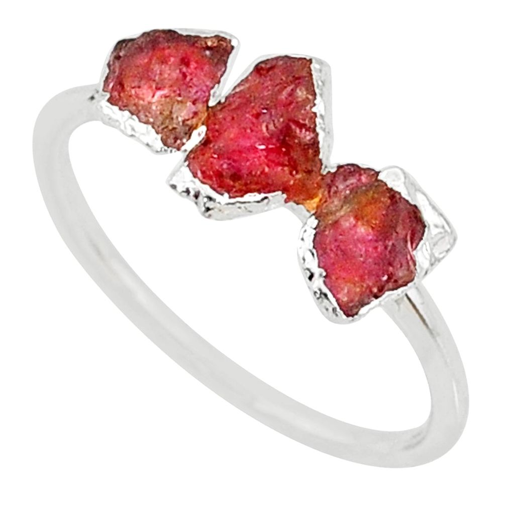 925 sterling silver 3.84cts natural pink tourmaline raw ring size 9 r70714