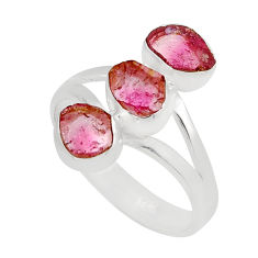 925 sterling silver 4.34cts natural pink tourmaline rough ring size 7.5 y94278