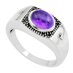 925 sterling silver 2.04cts natural purple amethyst mens ring size 7.5 u24297