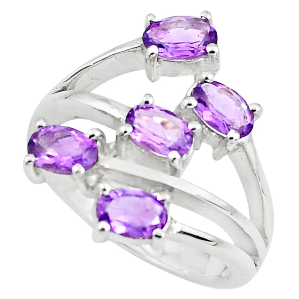 925 sterling silver 5.18cts natural purple amethyst oval ring size 5.5 p73216
