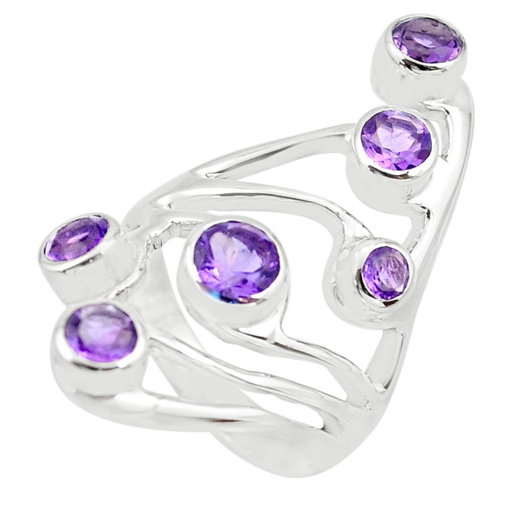 925 sterling silver 4.81cts natural purple amethyst ring jewelry size 7.5 p62664