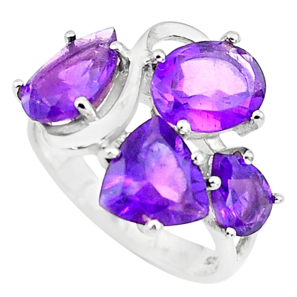 925 sterling silver 4.73cts natural purple amethyst ring jewelry size 7.5 p73158