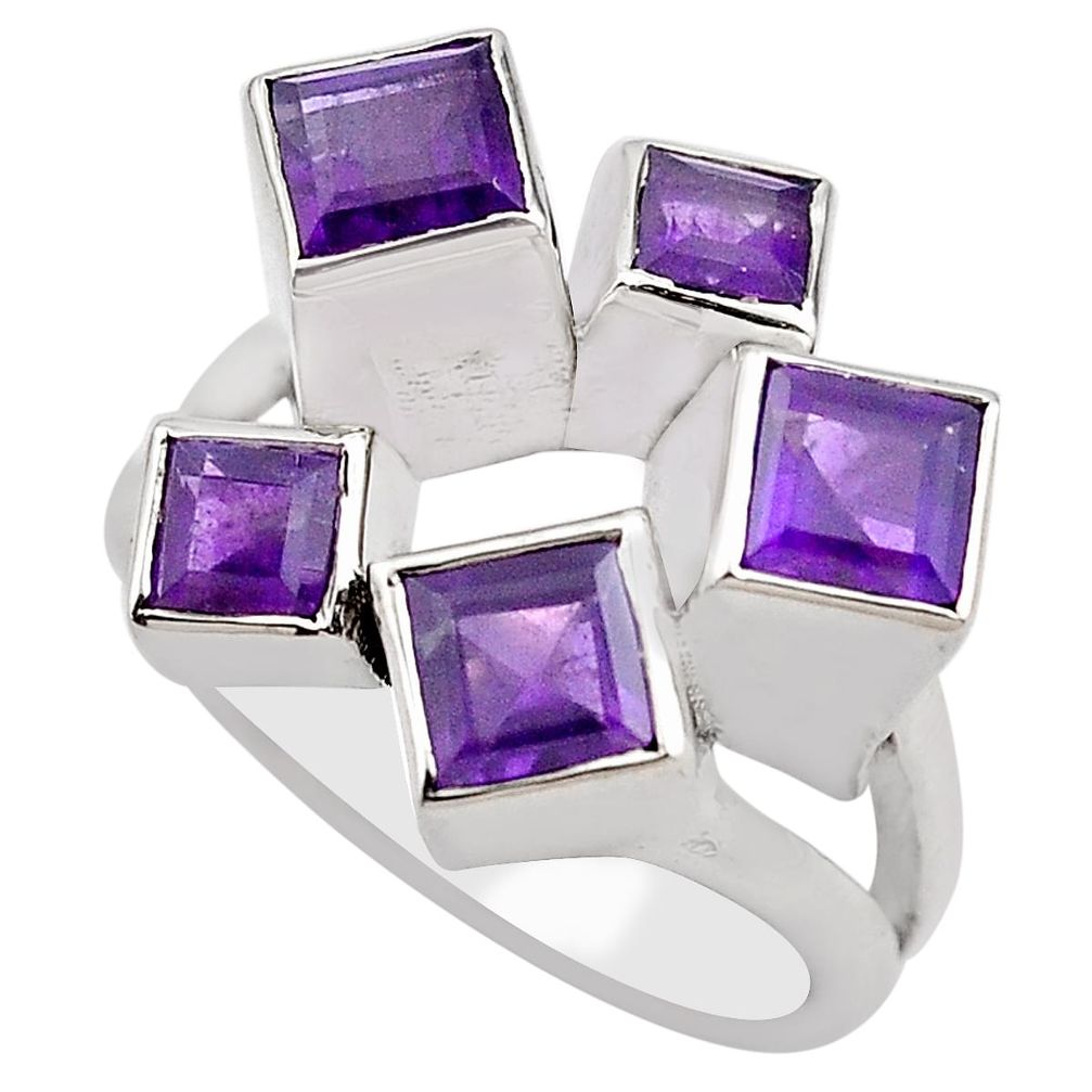 925 sterling silver 3.67cts natural purple amethyst ring jewelry size 8.5 p83147