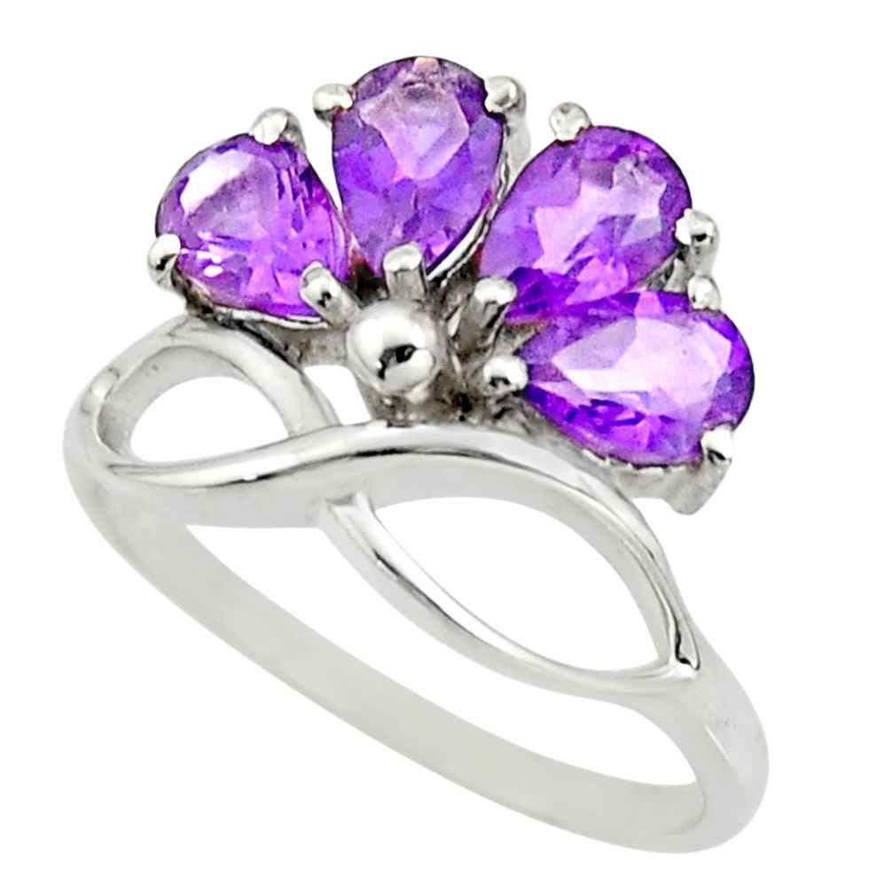 925 sterling silver 3.93cts natural purple amethyst ring jewelry size 6.5 r25383