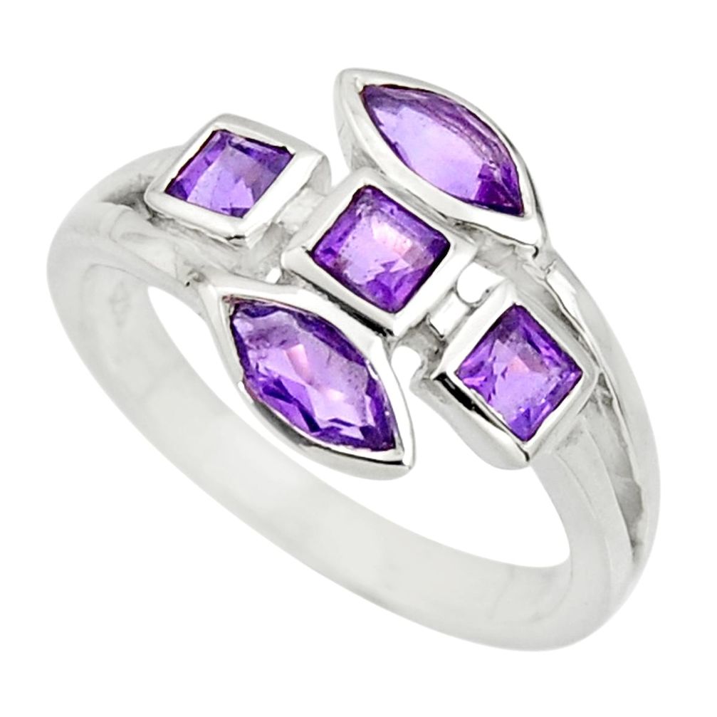 925 sterling silver 3.93cts natural purple amethyst ring jewelry size 7.5 r25504