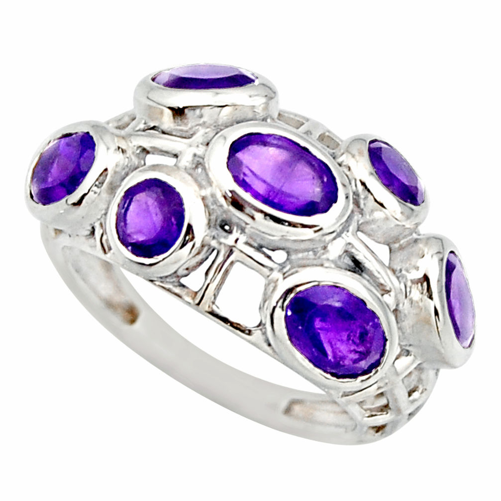 925 sterling silver 5.97cts natural purple amethyst ring jewelry size 7.5 r25704