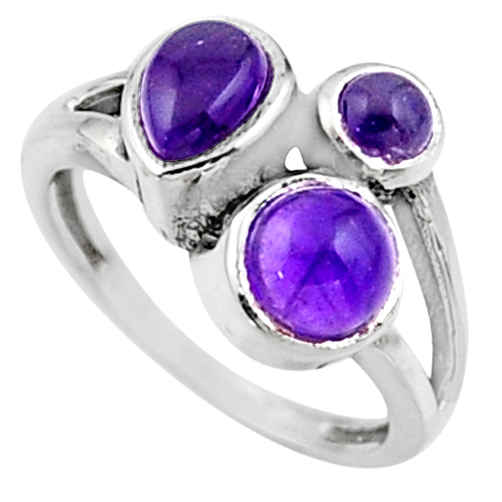 925 sterling silver 3.93cts natural purple amethyst ring jewelry size 7 r54504