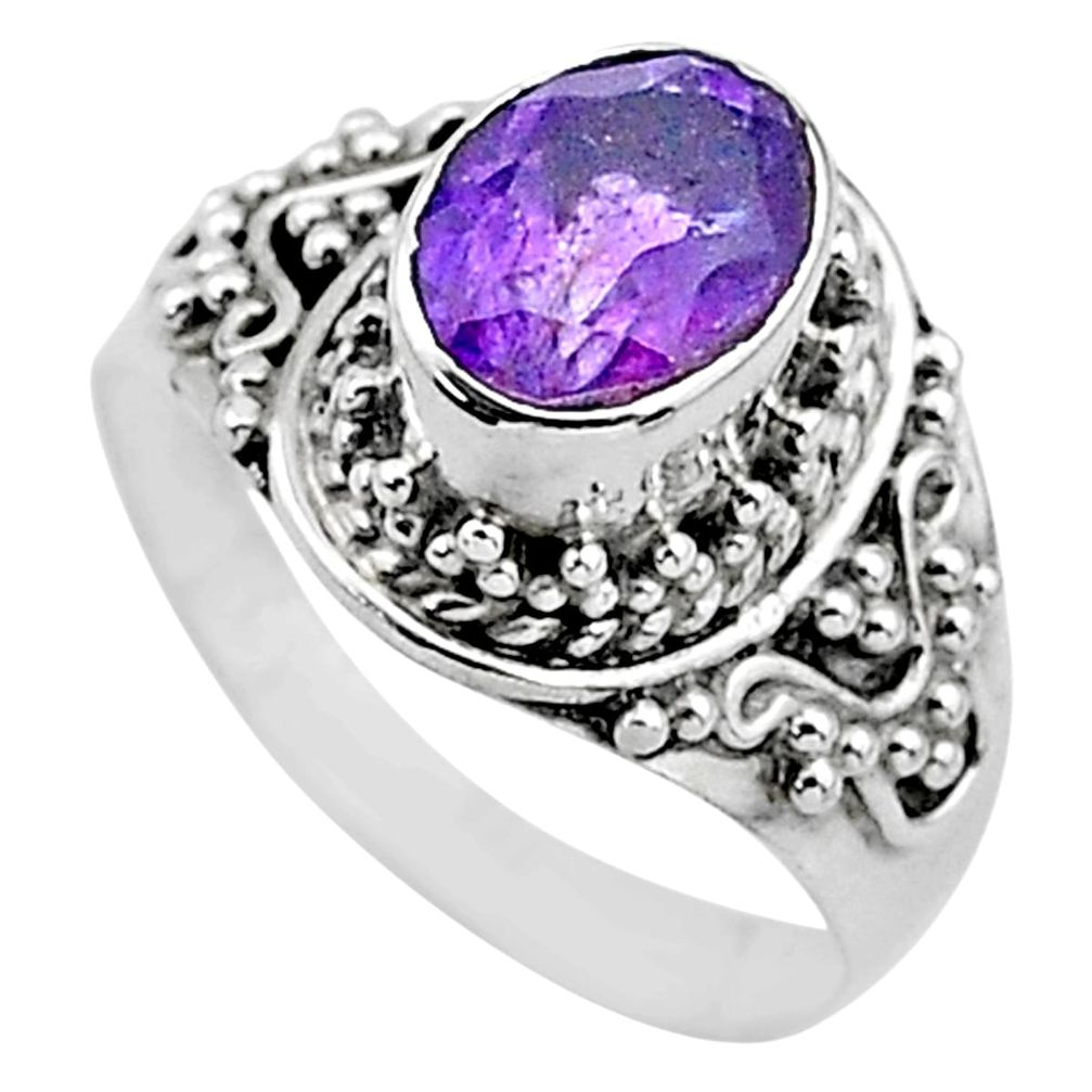 925 sterling silver 2.12cts natural purple amethyst solitaire ring size 6 t3591