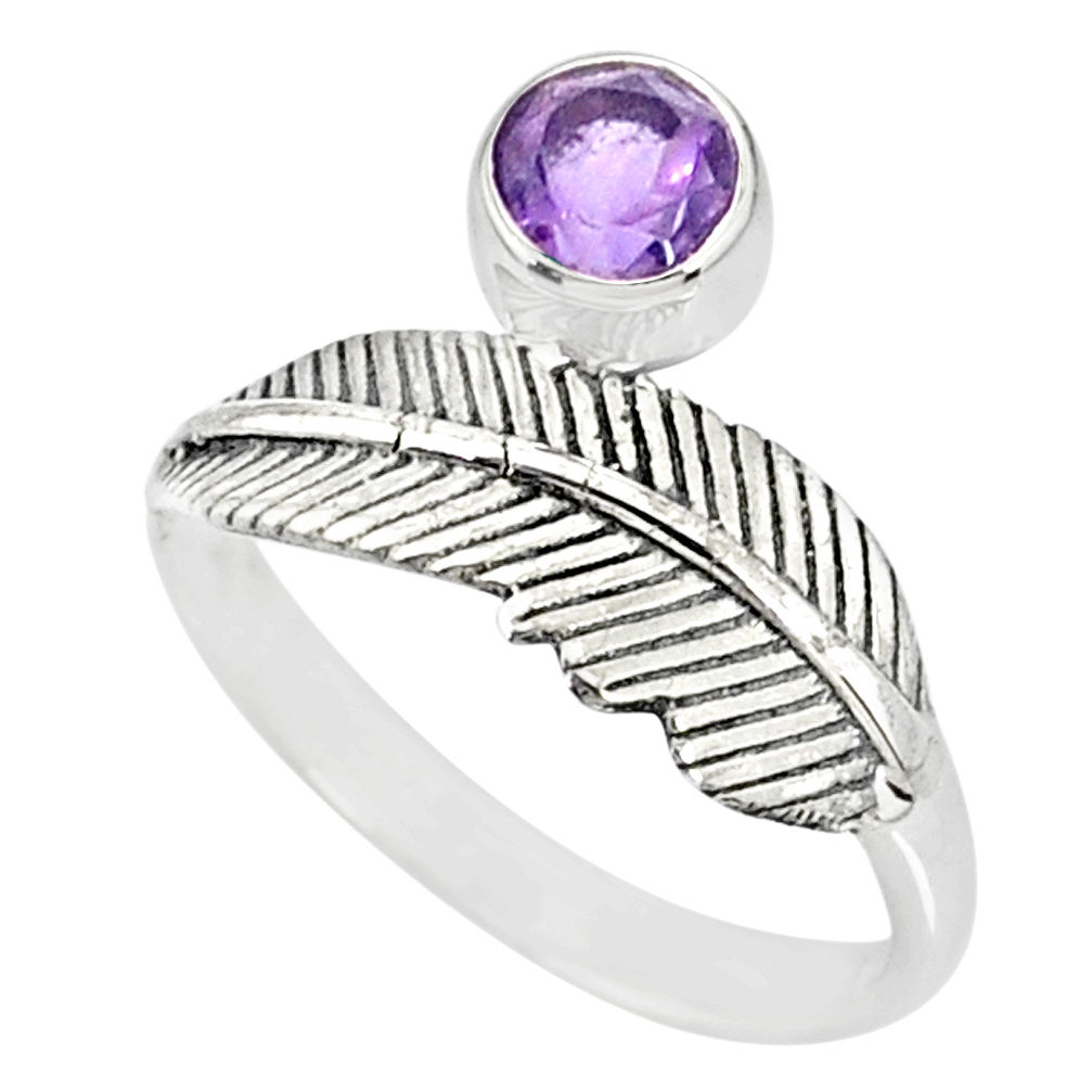 925 sterling silver 1.15cts natural purple amethyst solitaire ring size 8 r77764