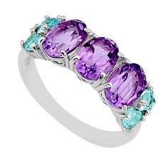 925 sterling silver 5.11cts natural purple amethyst topaz ring size 6 y79036