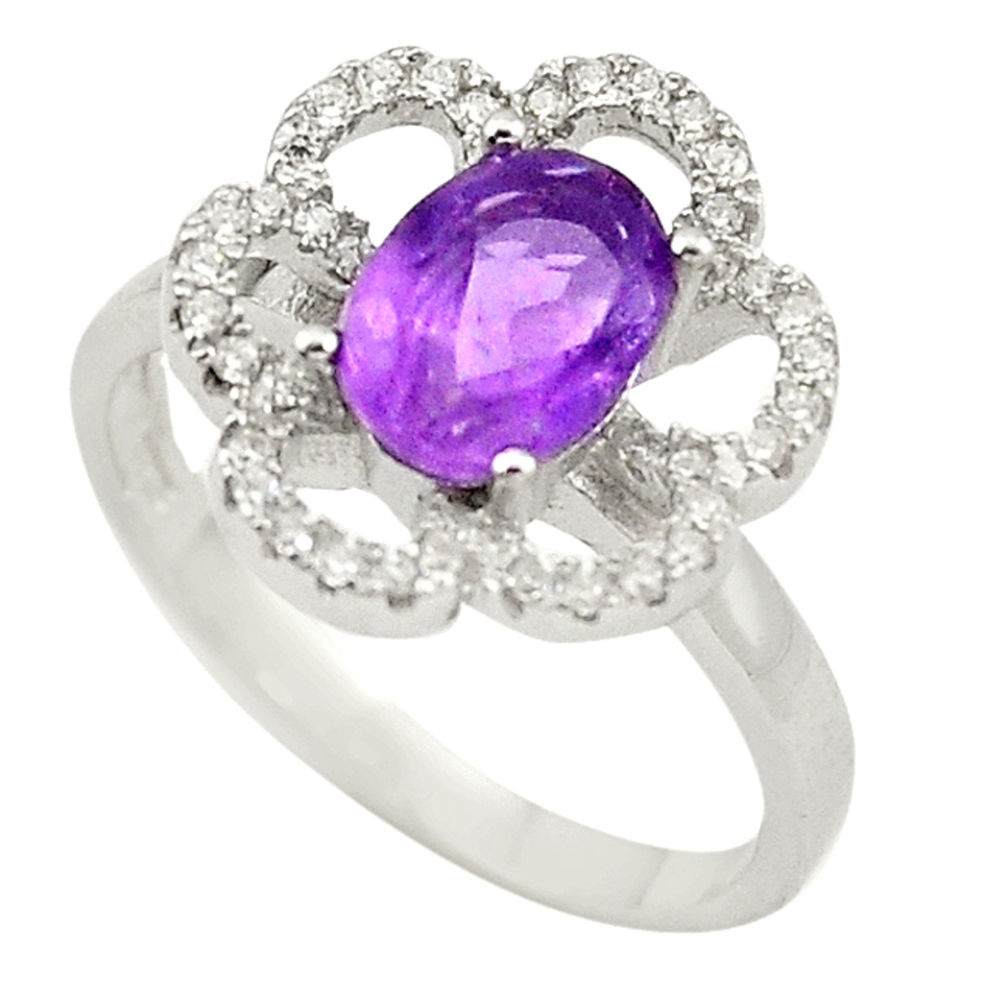 925 sterling silver natural purple amethyst white topaz ring size 7 c22290