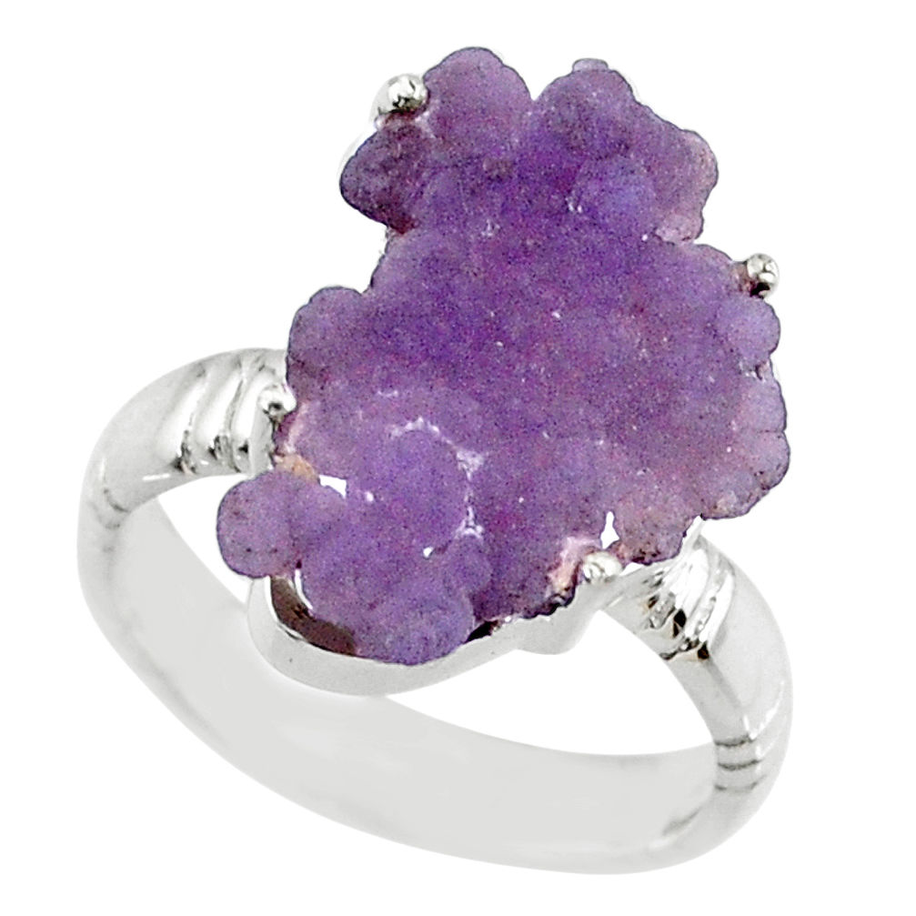 925 sterling silver 10.02cts natural purple grape chalcedony ring size 7 r71700