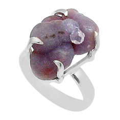 925 sterling silver 12.48cts natural purple grape chalcedony ring size 8 u67095