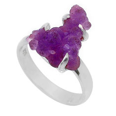 925 sterling silver 7.14cts natural purple grape chalcedony ring size 8 u68187
