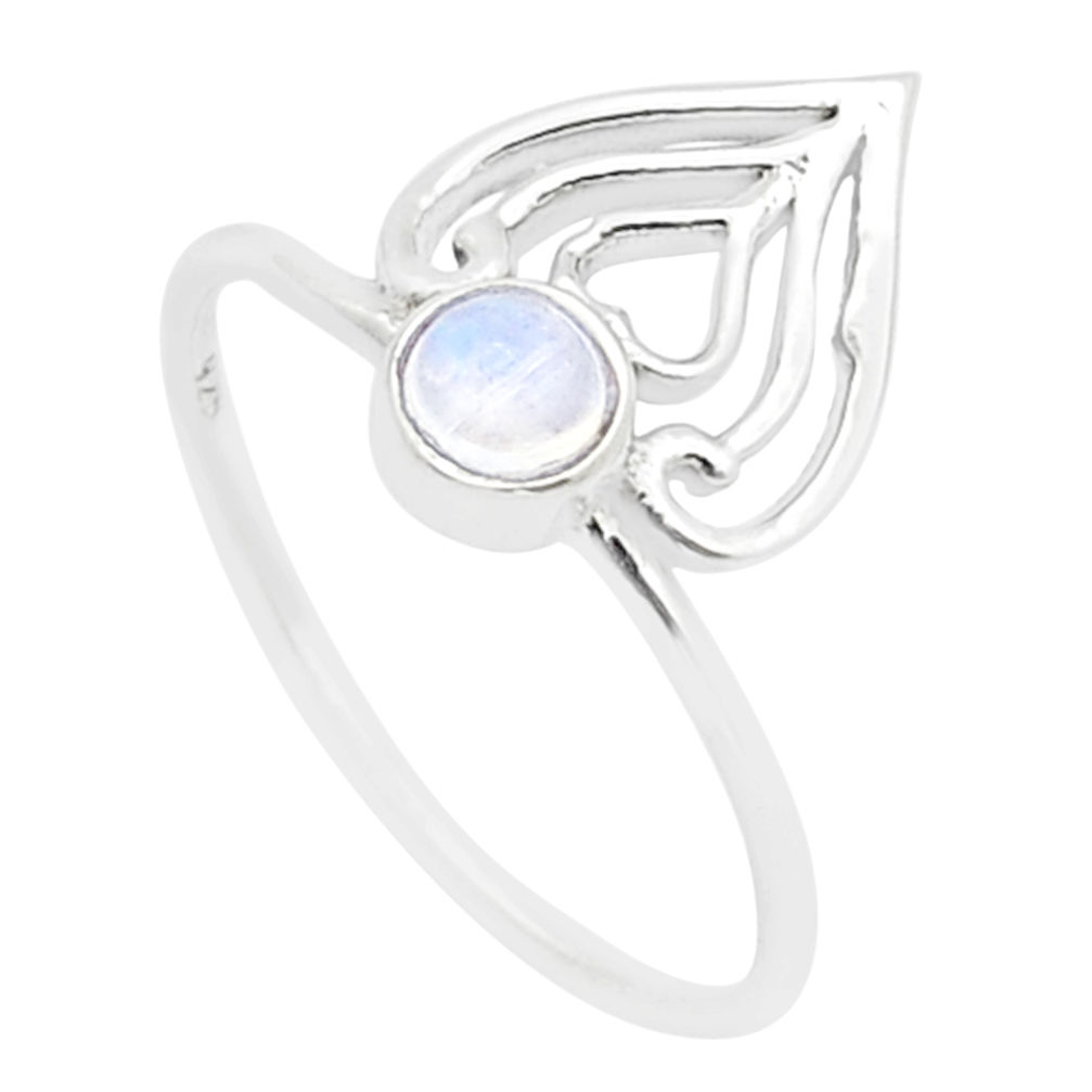 925 sterling silver 0.52cts natural rainbow moonstone heart ring size 7 u62737