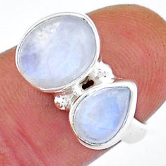 925 sterling silver 6.51cts natural rainbow moonstone oval ring size 6.5 y18239