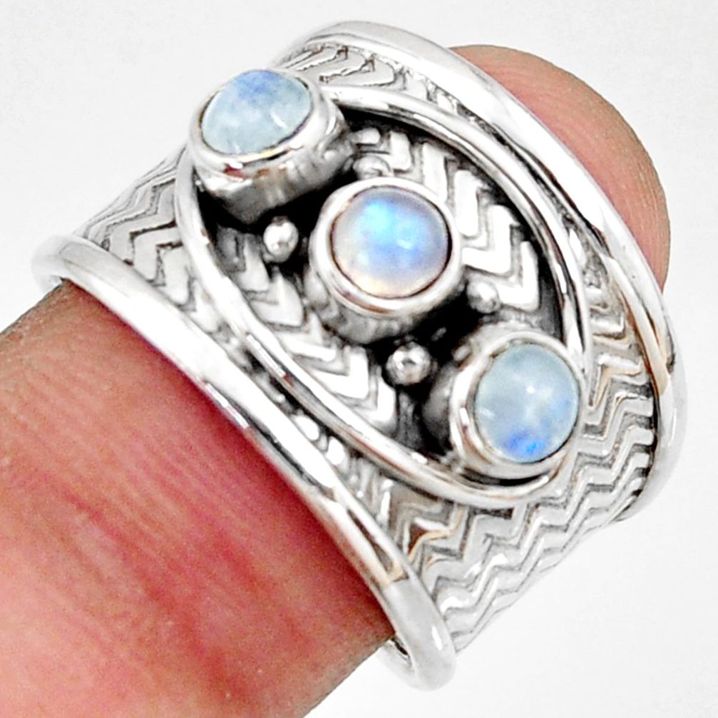 925 sterling silver 1.81cts natural rainbow moonstone ring jewelry size 8 r38039