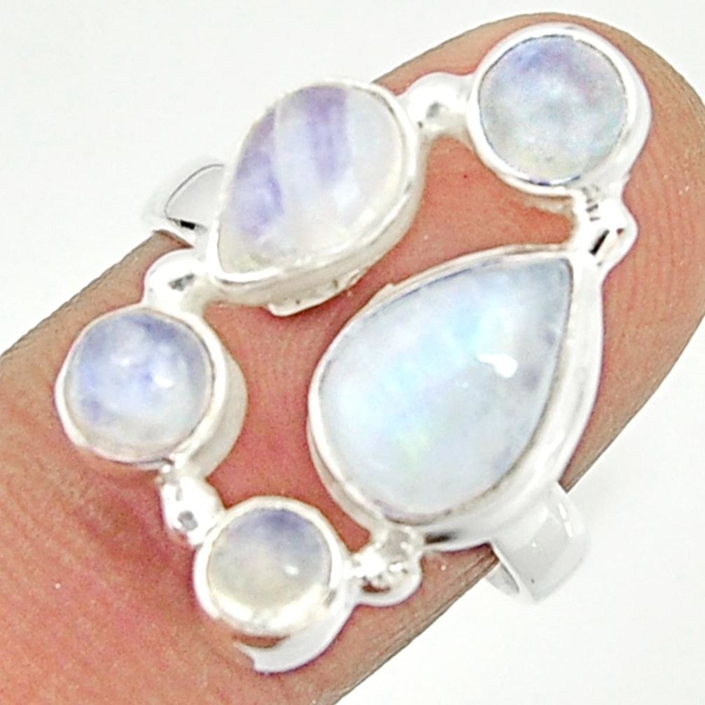 925 sterling silver 7.84cts natural rainbow moonstone ring jewelry size 9 r22232