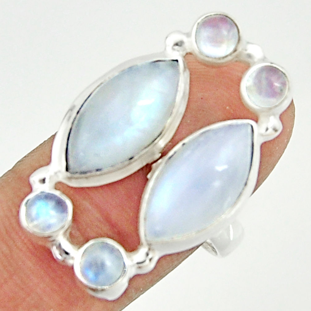 925 sterling silver 12.54cts natural rainbow moonstone ring size 8.5 r22224