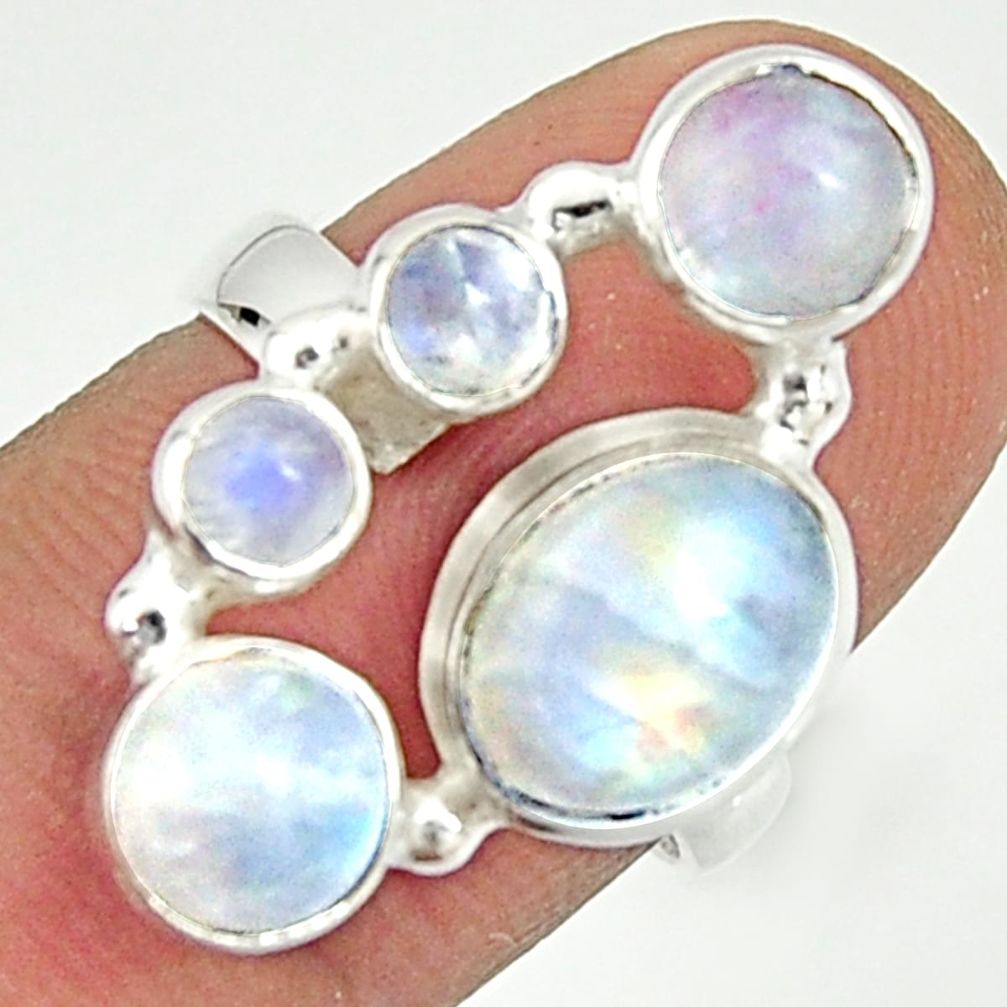 925 sterling silver 6.48cts natural rainbow moonstone ring size 6.5 r22228
