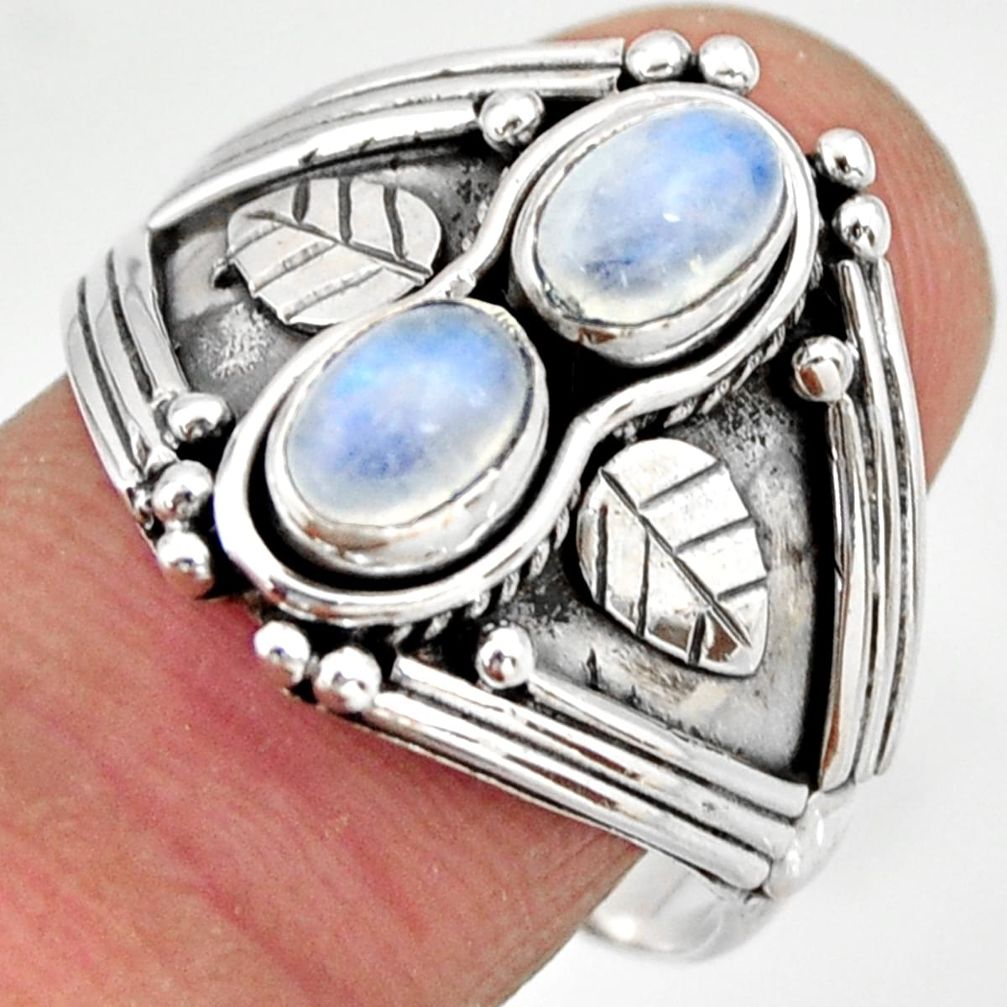 925 sterling silver 1.96cts natural rainbow moonstone ring size 8.5 r26839