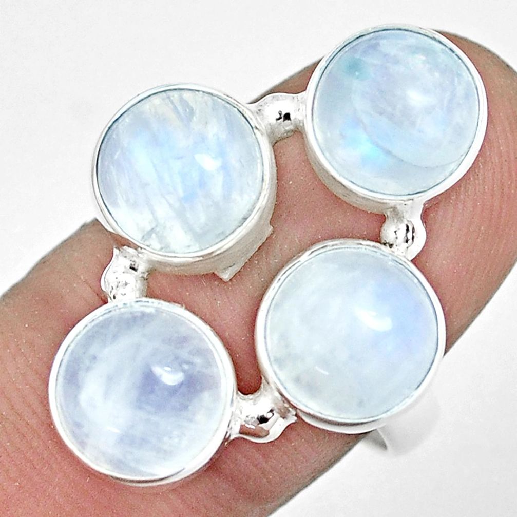 925 sterling silver 13.46cts natural rainbow moonstone ring size 8 p32039