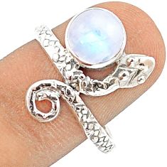 925 sterling silver 3.21cts natural rainbow moonstone snake ring size 9 u29613