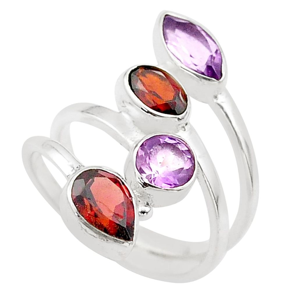 925 sterling silver 5.84cts natural red garnet amethyst ring size 9 t64133