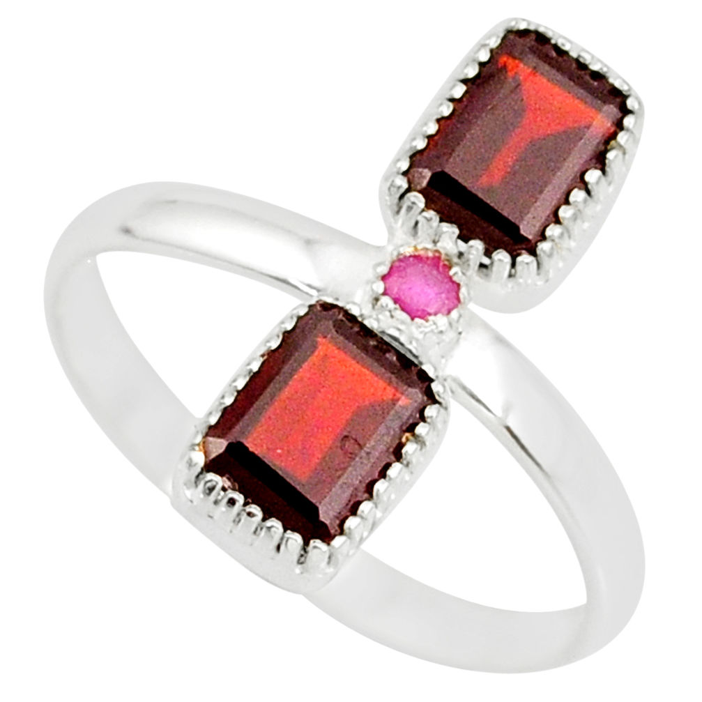 925 sterling silver 3.83cts natural red garnet octagan ruby ring size 10 r77253