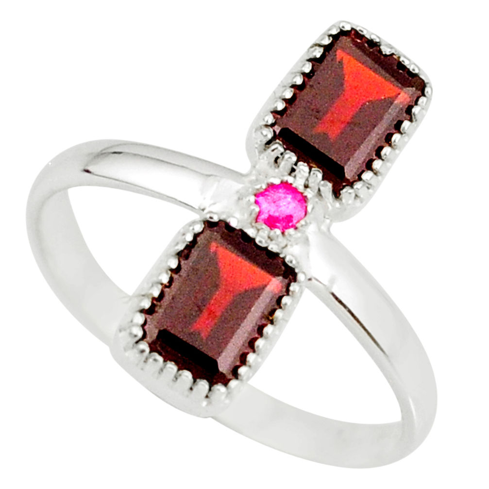 925 sterling silver 3.59cts natural red garnet octagan ruby ring size 9 r77249