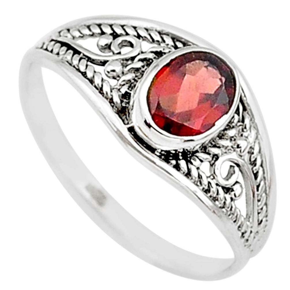 925 silver 1.46cts natural red garnet oval graduation handmade ring size 8 t9269